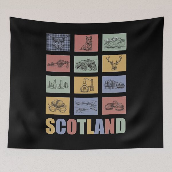 Item preview, Scotland Icons Grid - Scottie Dog, Whisky, Haggis and Highland Stag designed and sold by Loom on the Loch.