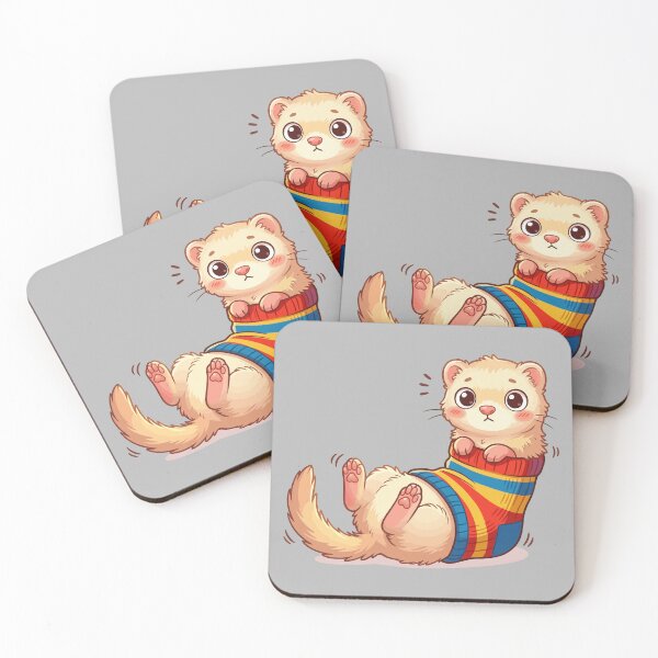 Item preview, Cute Caught Ferret Colorful Striped Sweater Paws designed and sold by Tiny-roar-studio.