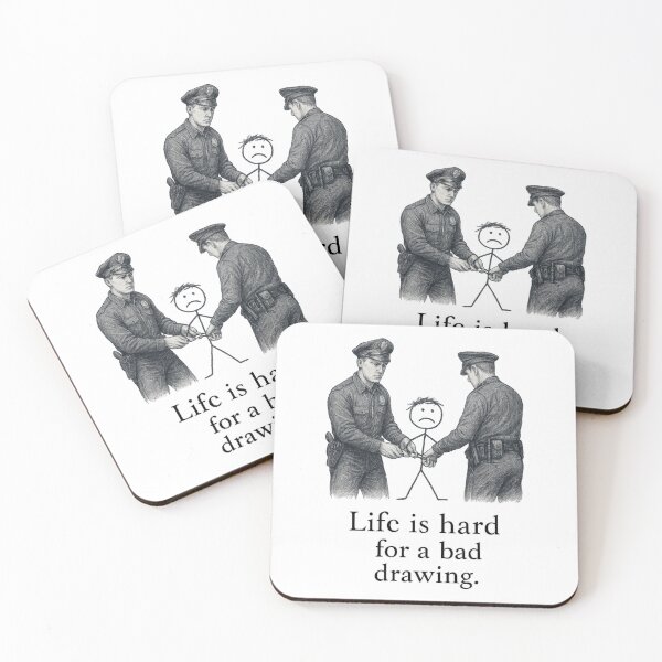 Item preview, “Bad Drawing” Arrested – Highly Detailed Police Illustration with Meta Art Pun – Funny Concept Design designed and sold by Donsean22.
