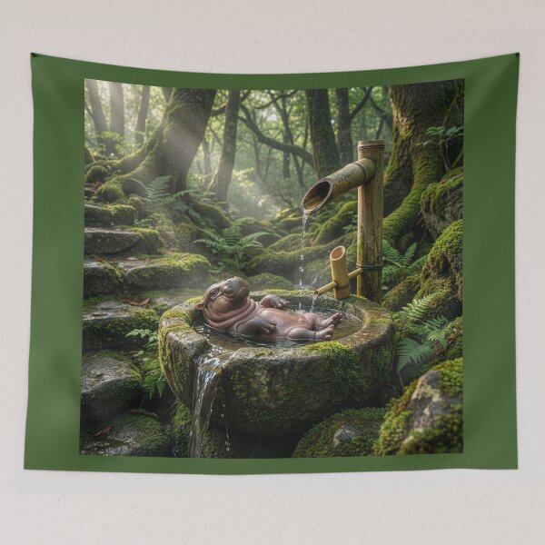 Item preview, Baby Hippo Takes Shishi Odoshi Bath designed and sold by Tridentulus.