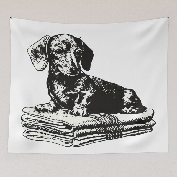 Item preview, Cute dog sits on stacked blankets designed and sold by anytka.
