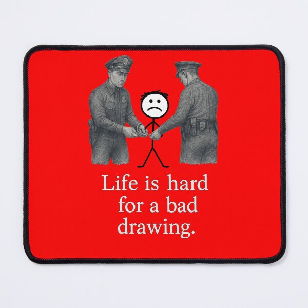 Item preview, “Bad Drawing” Arrested – Highly Detailed Police Illustration with Meta Art Pun – Funny Concept Design designed and sold by Donsean22.