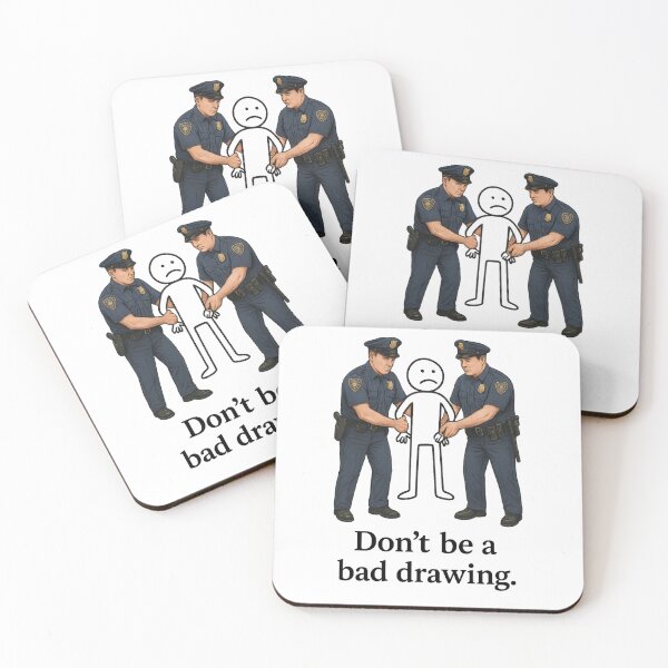 Item preview, “Bad Drawing” Arrested – Highly Detailed Police Illustration with Meta Art Pun – Funny Colourful Concept Design designed and sold by Donsean22.