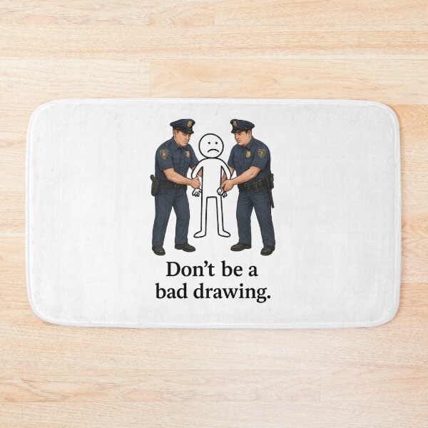 Item preview, “Bad Drawing” Arrested – Highly Detailed Police Illustration with Meta Art Pun – Funny Colourful Concept Design designed and sold by Donsean22.