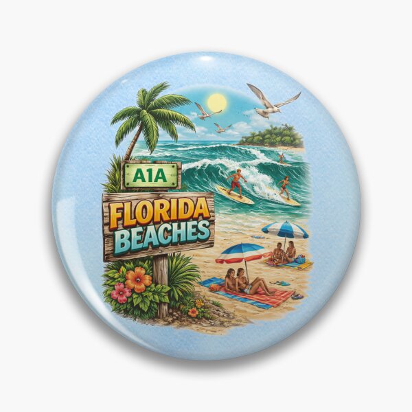 Item preview, A1A Florida Beaches Vintage Surf Scene – Retro Coastal Highway Ocean Lifestyle Design designed and sold by MysticOzzy.