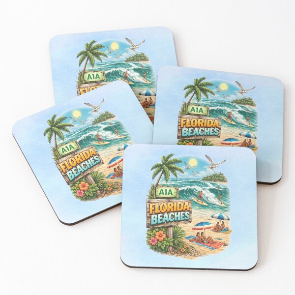 Item preview, A1A Florida Beaches Vintage Surf Scene – Retro Coastal Highway Ocean Lifestyle Design designed and sold by MysticOzzy.