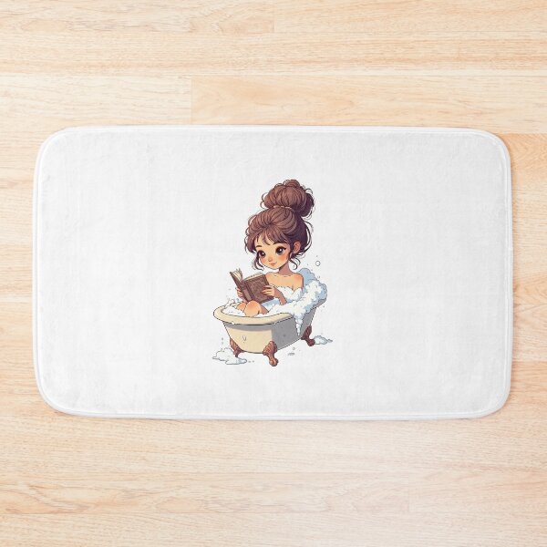 Item preview, Young girl reads a book while sitting in a bathtub filled with bubbles during a quiet afternoon designed and sold by SpaceartLilu.