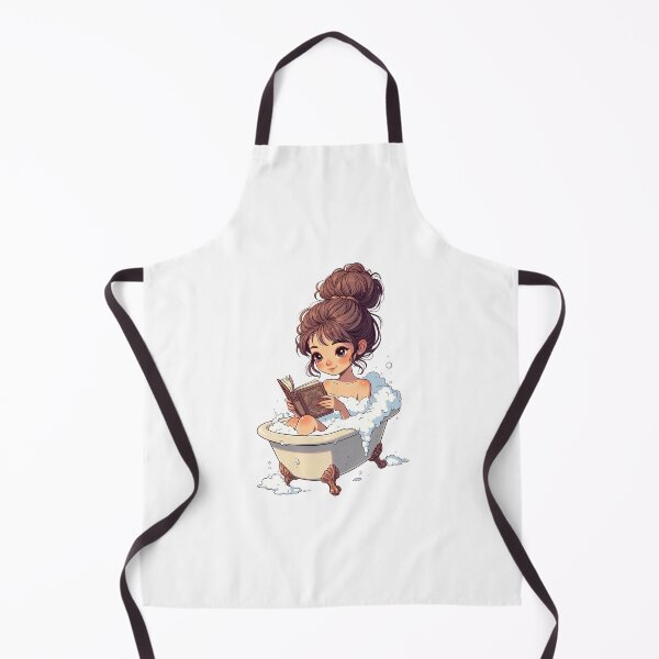 Item preview, Young girl reads a book while sitting in a bathtub filled with bubbles during a quiet afternoon designed and sold by SpaceartLilu.