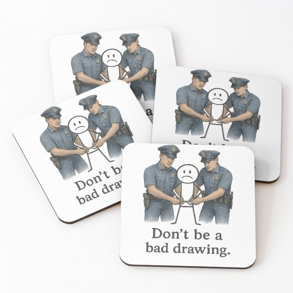 Item preview, “Bad Drawing” Arrested – Highly Detailed Police Illustration with Meta Art Pun – Funny Colorful Pastel Sketch Concept Design designed and sold by Donsean22.