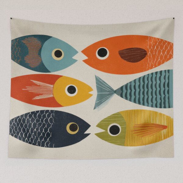 Item preview, Colorful fish swim together in a row designed and sold by anytka.