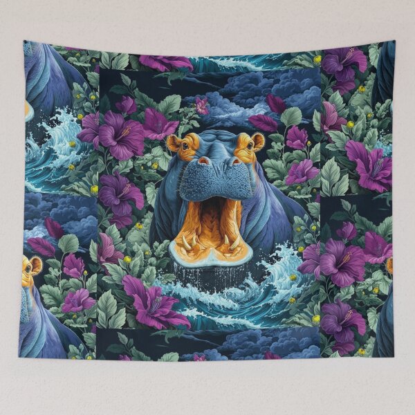 Item preview, Midnight Bloom Hippo designed and sold by velvetskyco.