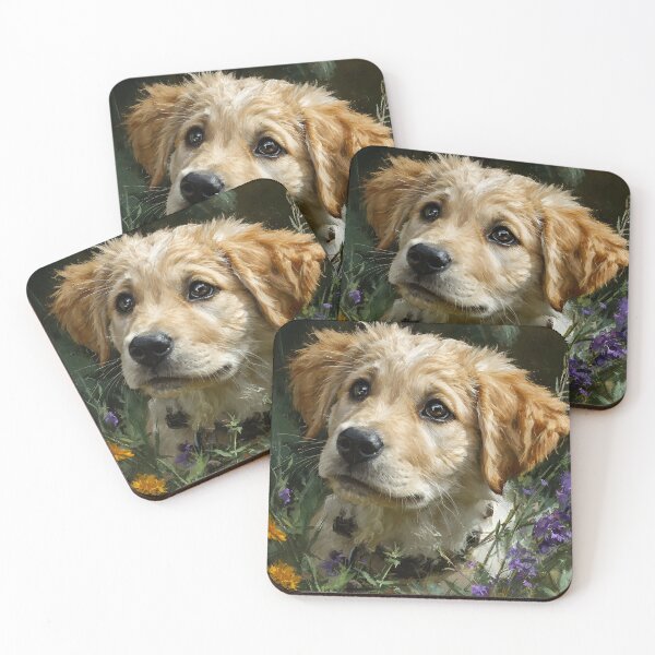 Item preview, Adorable Golden Retriever Puppy in Wildflower Meadow – Realistic Portrait designed and sold by EK-World.