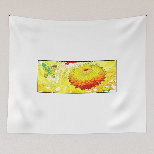 Item preview, Strawflower and Butterfly Abstract, Digital Illustration designed and sold by AMacGPhilly.