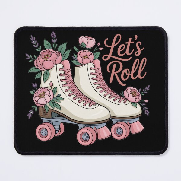 Item preview, Let’s Roll Flower Skate Retro Roller Skating Floral Design designed and sold by Nzgiftsandmore.