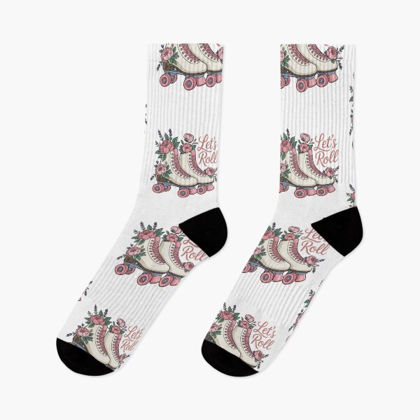 Item preview, Let’s Roll Flower Skate Retro Roller Skating Floral Design designed and sold by Nzgiftsandmore.