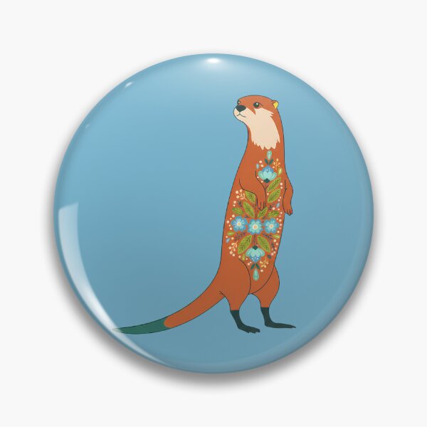 Item preview, Graceful Gentle Folk Art Otter with Bright Floral Patterns – Scandinavian Folk Art Fusion by heidiannemorris © designed and sold by FOLK ART FUSION by heidiannemorris.