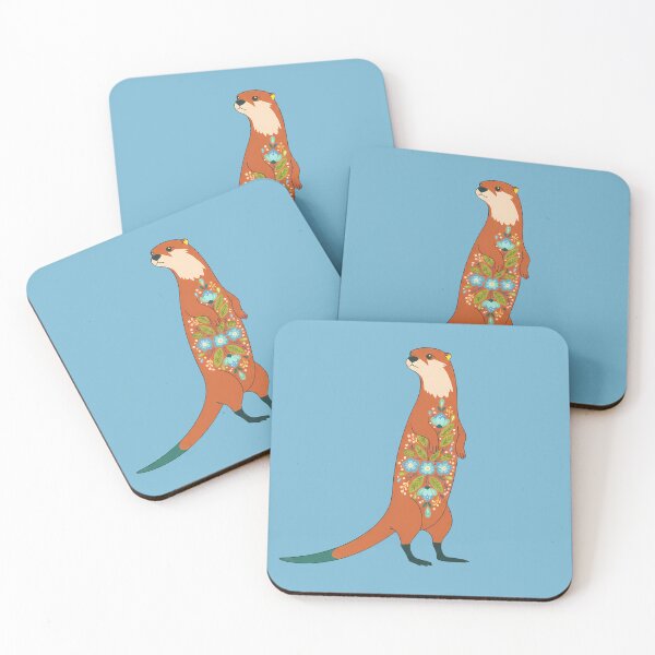 Item preview, Graceful Gentle Folk Art Otter with Bright Floral Patterns – Scandinavian Folk Art Fusion by heidiannemorris © designed and sold by FOLK ART FUSION by heidiannemorris.