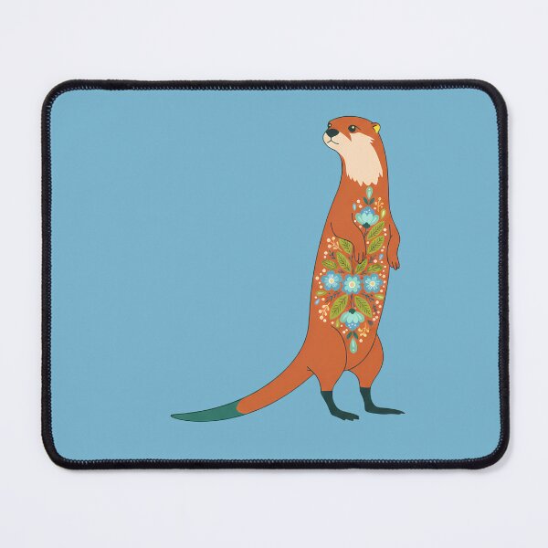 Item preview, Graceful Gentle Folk Art Otter with Bright Floral Patterns – Scandinavian Folk Art Fusion by heidiannemorris © designed and sold by FOLK ART FUSION by heidiannemorris.