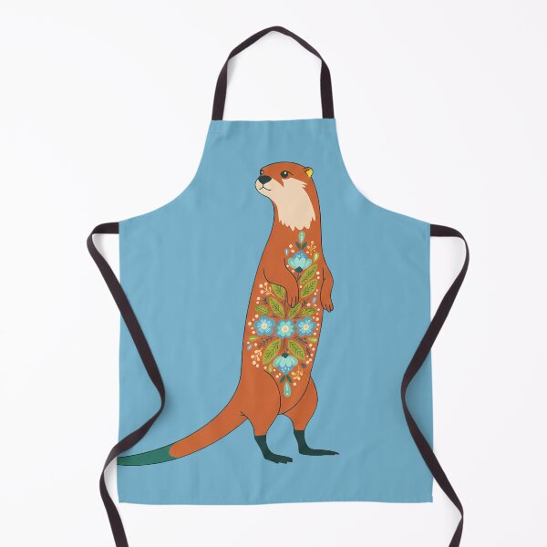 Item preview, Graceful Gentle Folk Art Otter with Bright Floral Patterns – Scandinavian Folk Art Fusion by heidiannemorris © designed and sold by FOLK ART FUSION by heidiannemorris.