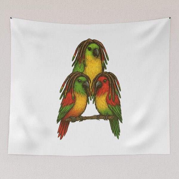 Item preview, Three Little Birds Rasta Art – Colorful Reggae Birds Illustration Inspired by Three Little Birds – Vibrant Peace & Positivity Design designed and sold by Donsean22.