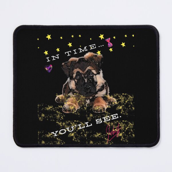 Item preview, In Time… You’ll See – Realistic German Shepherd Puppy Side Eye Shirt, Sticker, Poster designed and sold by InkWaveX.