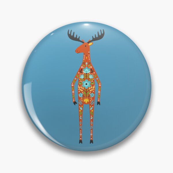 Item preview, Tall Gentle Folk Art Moose with Decorative Floral Coat – Scandinavian Folk Art Fusion by heidiannemorris © designed and sold by FOLK ART FUSION by heidiannemorris.
