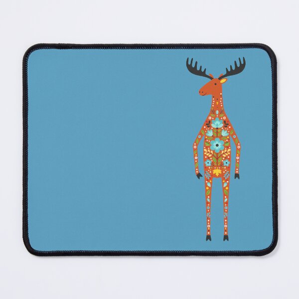 Item preview, Tall Gentle Folk Art Moose with Decorative Floral Coat – Scandinavian Folk Art Fusion by heidiannemorris © designed and sold by FOLK ART FUSION by heidiannemorris.