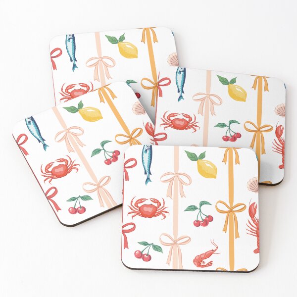 Item preview, Bow, lobster, shrimp, cherry, palm pattern designed and sold by anyuka.