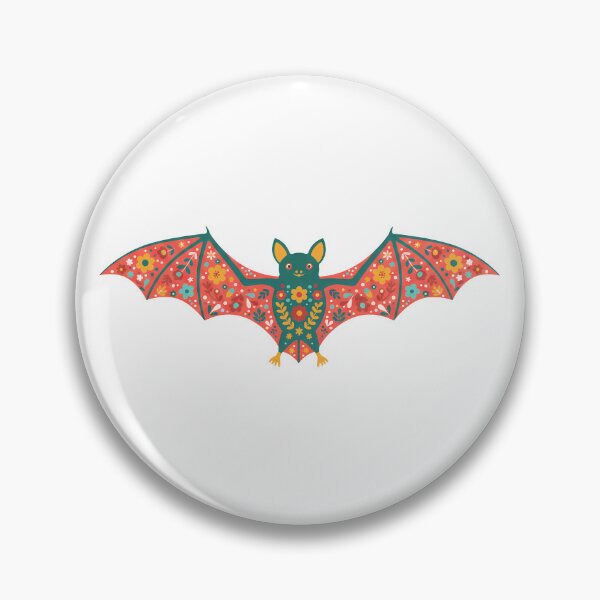 Item preview, Colourful Folk Art Fruit Bat with Wings Extended – Scandinavian Folk Art Fusion by heidiannemorris © designed and sold by FOLK ART FUSION by heidiannemorris.