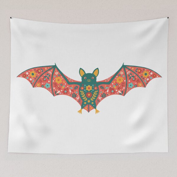 Item preview, Colourful Folk Art Fruit Bat with Wings Extended – Scandinavian Folk Art Fusion by heidiannemorris © designed and sold by FOLK ART FUSION by heidiannemorris.
