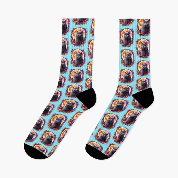 Item preview, British Shorthair Cat Moon Art – Cosmic Neon Cat Design designed and sold by PixelsPaws.