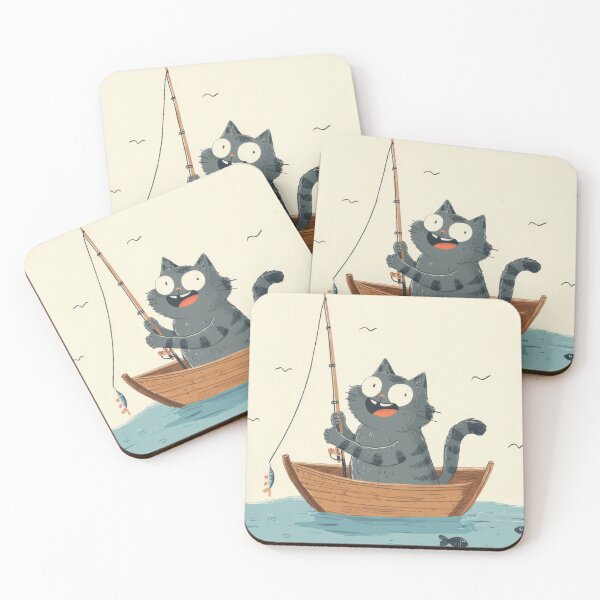 Item preview, Cat enjoys fishing in a small boat designed and sold by anytka.