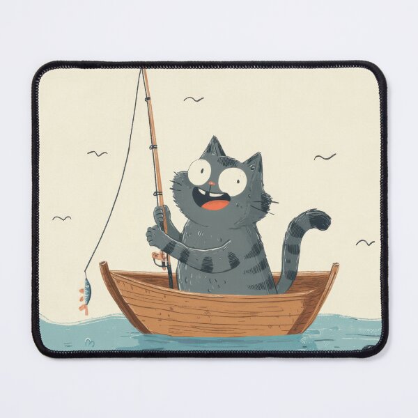 Item preview, Cat enjoys fishing in a small boat designed and sold by anytka.