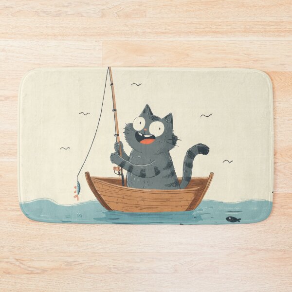 Item preview, Cat enjoys fishing in a small boat designed and sold by anytka.