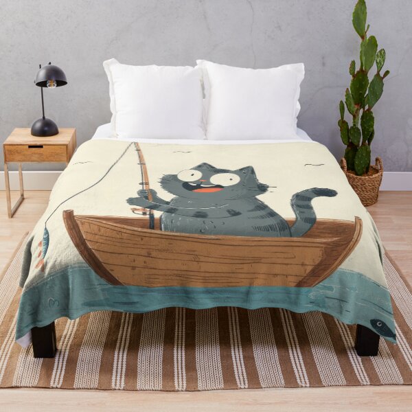 Item preview, Cat enjoys fishing in a small boat designed and sold by anytka.