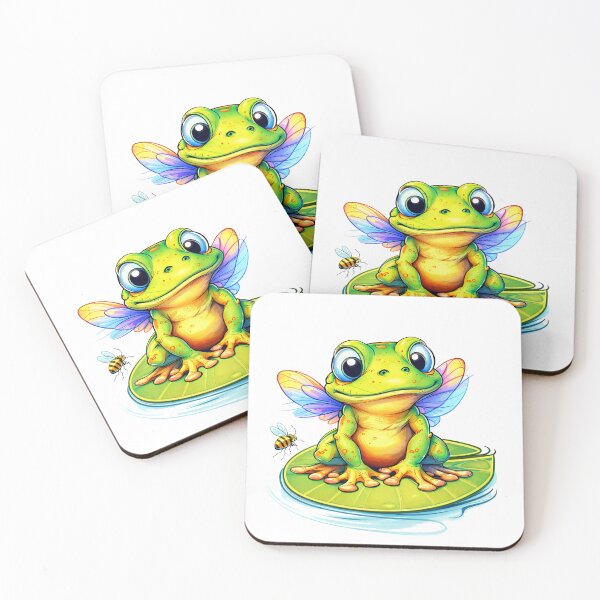Item preview, Cute Frog Dragonfly Hybrid on Lily Pad – Whimsical Fantasy Animal Illustration designed and sold by bambooks.tabooks.