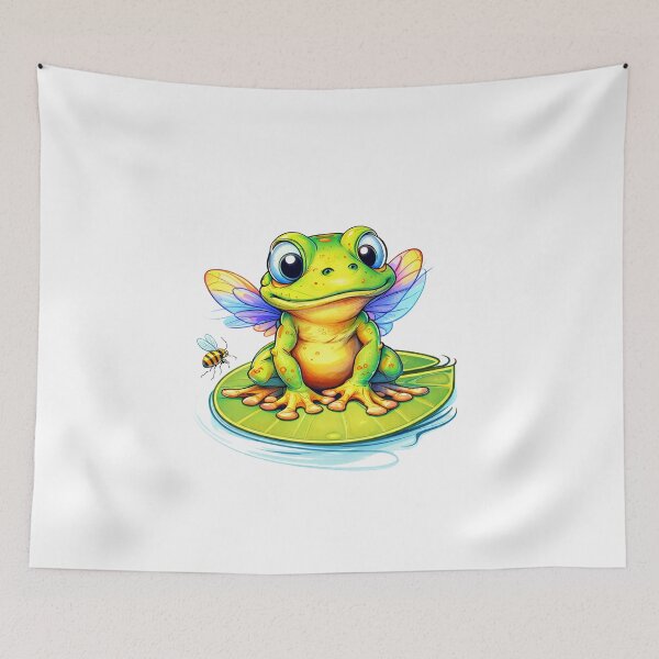 Item preview, Cute Frog Dragonfly Hybrid on Lily Pad – Whimsical Fantasy Animal Illustration designed and sold by bambooks.tabooks.