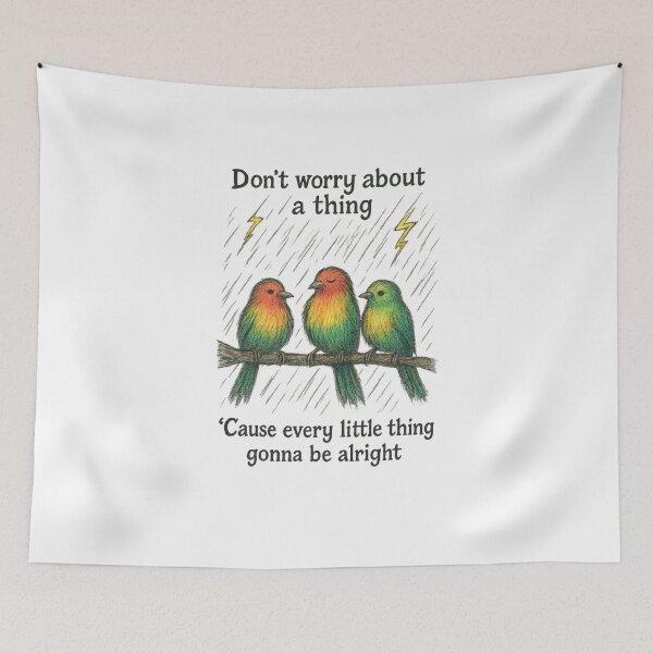 Item preview, Three Little Birds Rasta Art – Chaotic Colorful Reggae Birds Illustration Inspired by Bob Marley's Three Little Birds – Vibrant Peace & Positivity Design designed and sold by Donsean22.