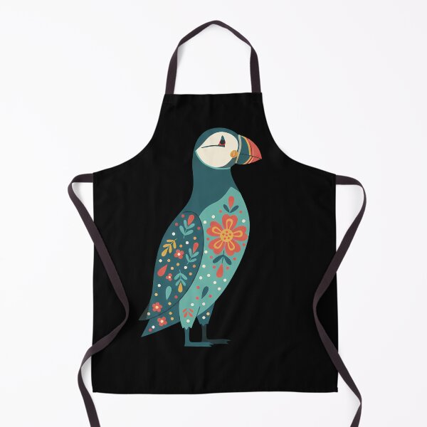Item preview, Bright‑Eyed Hopeful Folk Art Puffin with Decorative Floral Chest – Scandinavian Folk Art Fusion by heidiannemorris © designed and sold by FOLK ART FUSION by heidiannemorris.