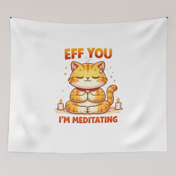 Item preview, Funny Meditating Cat Relax Meme Cartoon Design designed and sold by Wolf Creator.