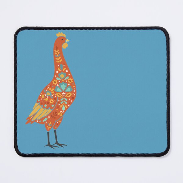Item preview, Bright‑Feathered Cheerful Folk Art Chicken with Decorative Floral Coat – Scandinavian Folk Art Fusion by heidiannemorris © designed and sold by FOLK ART FUSION by heidiannemorris.
