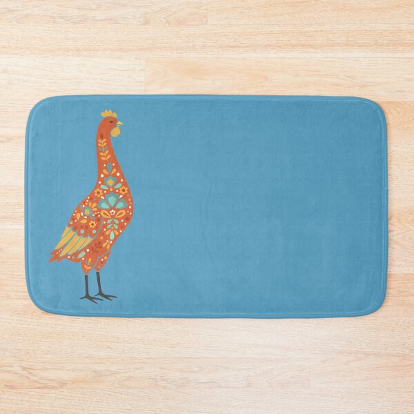 Item preview, Bright‑Feathered Cheerful Folk Art Chicken with Decorative Floral Coat – Scandinavian Folk Art Fusion by heidiannemorris © designed and sold by FOLK ART FUSION by heidiannemorris.
