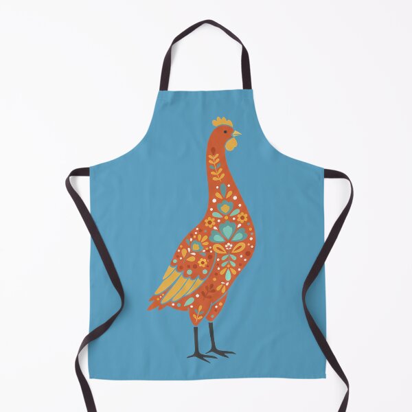 Item preview, Bright‑Feathered Cheerful Folk Art Chicken with Decorative Floral Coat – Scandinavian Folk Art Fusion by heidiannemorris © designed and sold by FOLK ART FUSION by heidiannemorris.