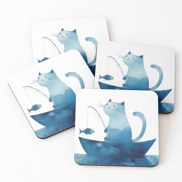Item preview, Cat fishing in a small boat designed and sold by anytka.