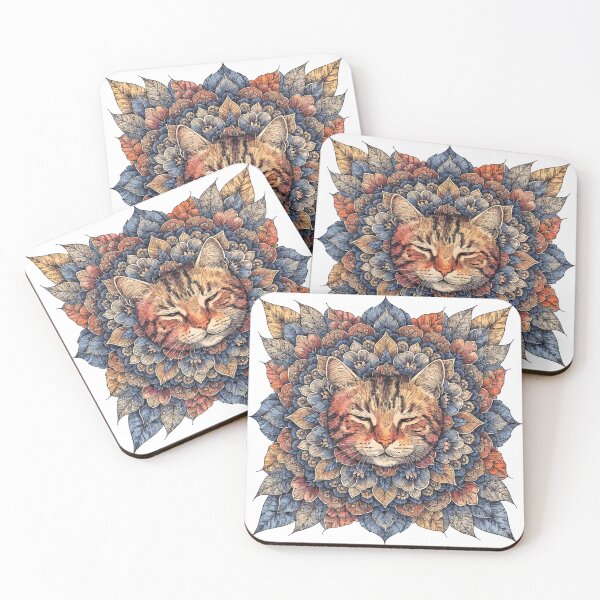 Item preview, Floral Mandala Art cat – Intricate Flower Mandala Design designed and sold by Anime9122.