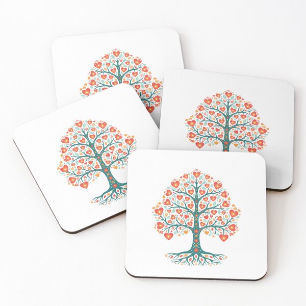 Item preview, Bright Flourishing Folk Art Tree of Life with Decorative Love Hearts – Scandinavian Folk Art Fusion by heidiannemorris © designed and sold by FOLK ART FUSION by heidiannemorris.