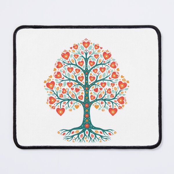Item preview, Bright Flourishing Folk Art Tree of Life with Decorative Love Hearts – Scandinavian Folk Art Fusion by heidiannemorris © designed and sold by FOLK ART FUSION by heidiannemorris.