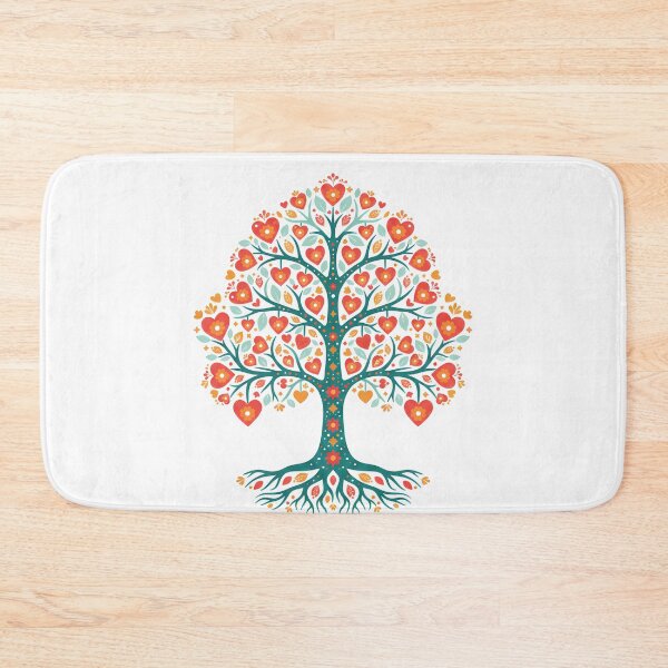 Item preview, Bright Flourishing Folk Art Tree of Life with Decorative Love Hearts – Scandinavian Folk Art Fusion by heidiannemorris © designed and sold by FOLK ART FUSION by heidiannemorris.