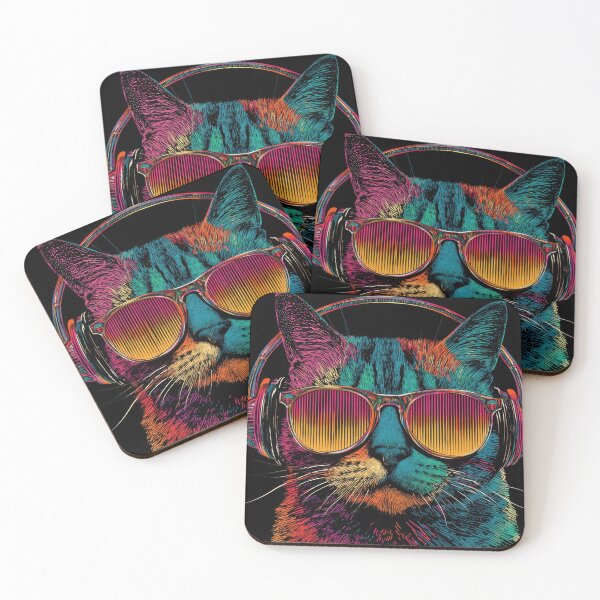 Item preview, Cat listening to music with glasses designed and sold by anytka.