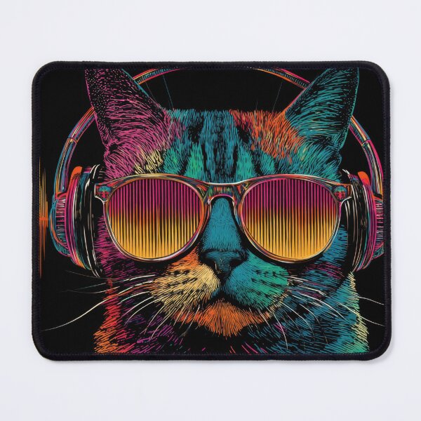 Item preview, Cat listening to music with glasses designed and sold by anytka.